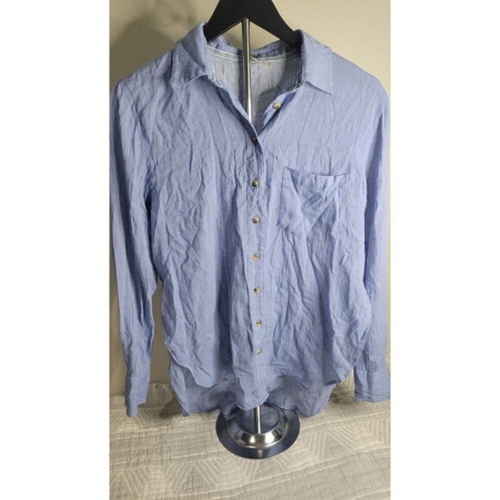 Free People Blue Textured Button Down Shirt – XS – Lightweight‎  Gauze